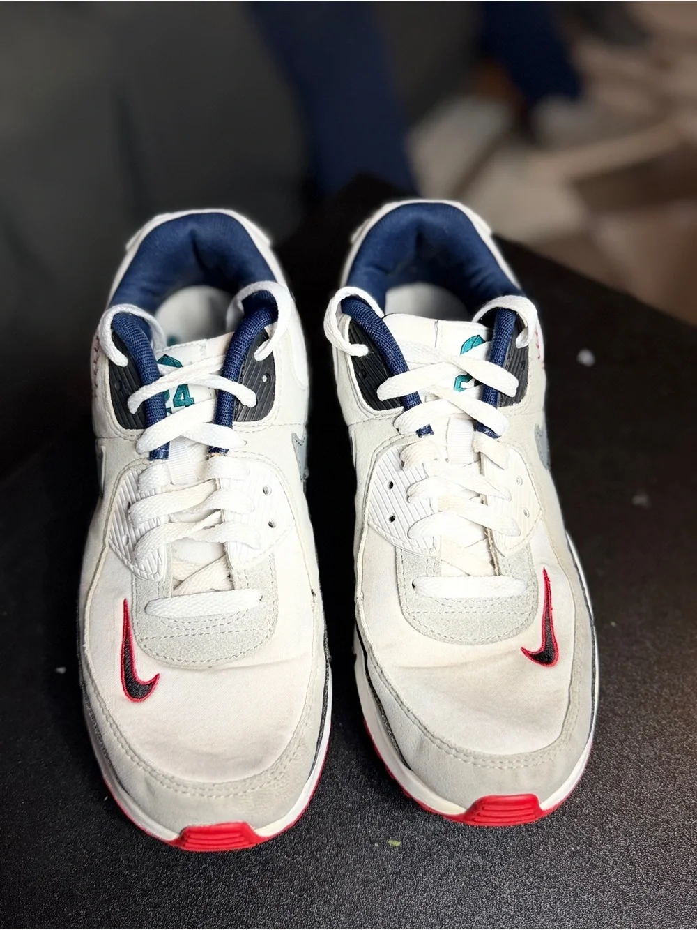 Nike Kids Sneakers in Gray with Teal & Red Accents